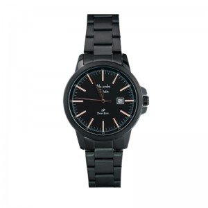 ALEXANDRE CHRISTIE AC 1008 Full Black Steel Rosegold Tick Lady LDBIPBARG